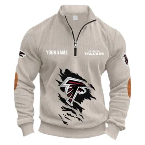 Atlanta Falcons Fans Gift Half Zipper Corduroy Sweatshirt, All Over Print Sweatshirt For Sport Fan NFL150090825103 - Apricot