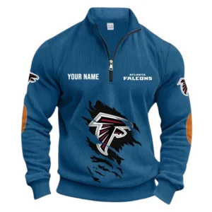 Atlanta Falcons Fans Gift Half Zipper Corduroy Sweatshirt, All Over Print Sweatshirt For Sport Fan NFL150090825103 - Denim Blue