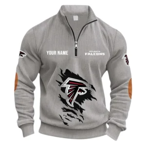 Atlanta Falcons Fans Gift Half Zipper Corduroy Sweatshirt, All Over Print Sweatshirt For Sport Fan NFL150090825103 - Light Gray
