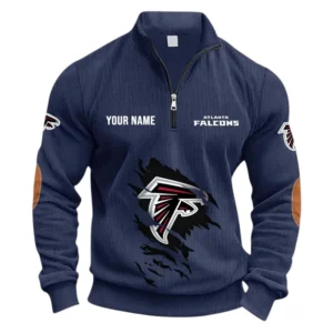 Atlanta Falcons Fans Gift Half Zipper Corduroy Sweatshirt, All Over Print Sweatshirt For Sport Fan NFL150090825103 - Navy Blue