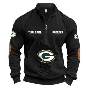 Green Bay Packers Fans Gift Half Zipper Corduroy Sweatshirt, All Over Print Sweatshirt For Sport Fan NFL150090825104 - Black