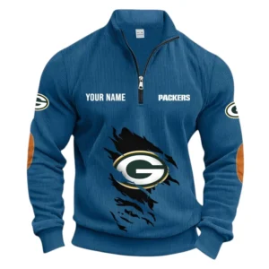 Green Bay Packers Fans Gift Half Zipper Corduroy Sweatshirt, All Over Print Sweatshirt For Sport Fan NFL150090825104 - Denim Blue