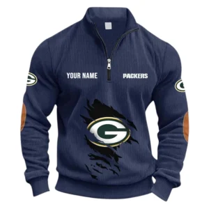 Green Bay Packers Fans Gift Half Zipper Corduroy Sweatshirt, All Over Print Sweatshirt For Sport Fan NFL150090825104 - Navy Blue