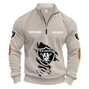 Las Vegas Raiders Fans Gift Half Zipper Corduroy Sweatshirt, All Over Print Sweatshirt For Sport Fan NFL150090825106 - Apricot