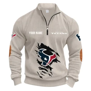 Houston Texans Fans Gift Half Zipper Corduroy Sweatshirt, All Over Print Sweatshirt For Sport Fan NFL150090825107 - Apricot