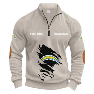 Los Angeles Chargers Fans Gift Half Zipper Corduroy Sweatshirt, All Over Print Sweatshirt For Sport Fan NFL150090825108 - Apricot