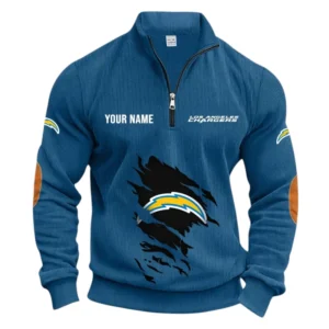 Los Angeles Chargers Fans Gift Half Zipper Corduroy Sweatshirt, All Over Print Sweatshirt For Sport Fan NFL150090825108 - Denim Blue
