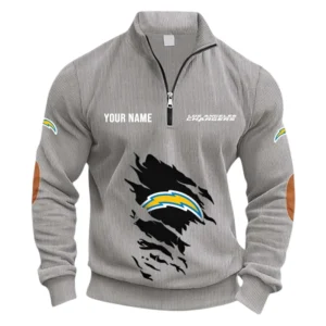 Los Angeles Chargers Fans Gift Half Zipper Corduroy Sweatshirt, All Over Print Sweatshirt For Sport Fan NFL150090825108 - Light Gray