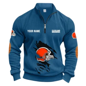 Cleveland Browns Fans Gift Half Zipper Corduroy Sweatshirt, All Over Print Sweatshirt For Sport Fan NFL150090825109 - Denim Blue