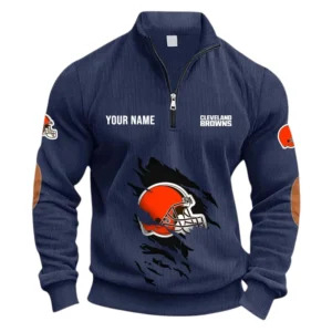 Cleveland Browns Fans Gift Half Zipper Corduroy Sweatshirt, All Over Print Sweatshirt For Sport Fan NFL150090825109 - Navy Blue