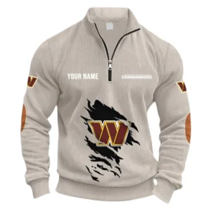 Washington Commanders Fans Gift Half Zipper Corduroy Sweatshirt, All Over Print Sweatshirt For Sport Fan NFL150090825110 - Apricot