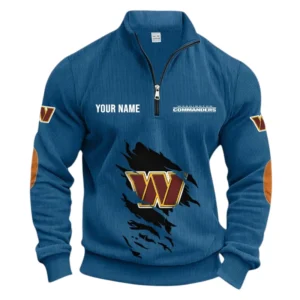 Washington Commanders Fans Gift Half Zipper Corduroy Sweatshirt, All Over Print Sweatshirt For Sport Fan NFL150090825110 - Denim Blue