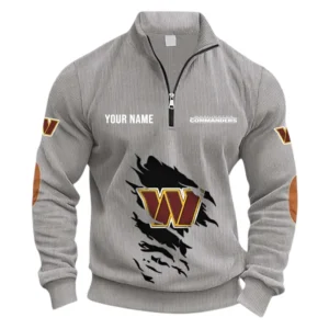 Washington Commanders Fans Gift Half Zipper Corduroy Sweatshirt, All Over Print Sweatshirt For Sport Fan NFL150090825110 - Light Gray