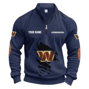 Washington Commanders Fans Gift Half Zipper Corduroy Sweatshirt, All Over Print Sweatshirt For Sport Fan NFL150090825110 - Navy Blue