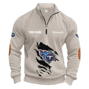 Tennessee Titans Fans Gift Half Zipper Corduroy Sweatshirt, All Over Print Sweatshirt For Sport Fan NFL150090825111 - Apricot