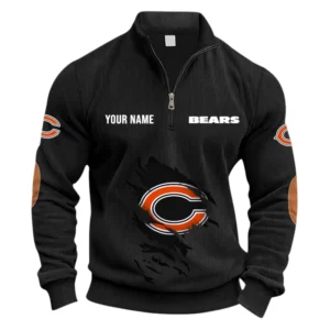 Chicago Bears Fans Gift Half Zipper Corduroy Sweatshirt, All Over Print Sweatshirt For Sport Fan NFL150090825112 - Black