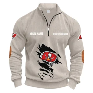 Tampa Bay Buccaneers Fans Gift Half Zipper Corduroy Sweatshirt, All Over Print Sweatshirt For Sport Fan NFL150090825113 - Apricot