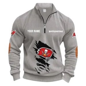 Tampa Bay Buccaneers Fans Gift Half Zipper Corduroy Sweatshirt, All Over Print Sweatshirt For Sport Fan NFL150090825113 - Light Gray