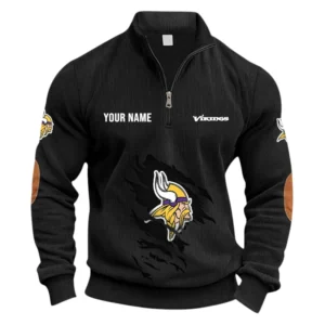 Minnesota Vikings Fans Gift Half Zipper Corduroy Sweatshirt, All Over Print Sweatshirt For Sport Fan NFL150090825119 - Black