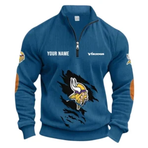 Minnesota Vikings Fans Gift Half Zipper Corduroy Sweatshirt, All Over Print Sweatshirt For Sport Fan NFL150090825119 - Denim Blue