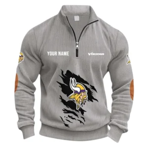 Minnesota Vikings Fans Gift Half Zipper Corduroy Sweatshirt, All Over Print Sweatshirt For Sport Fan NFL150090825119 - Light Gray
