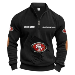 San Francisco 49ers Fans Gift Half Zipper Corduroy Sweatshirt, All Over Print Sweatshirt For Sport Fan NFL150090825120 - Black