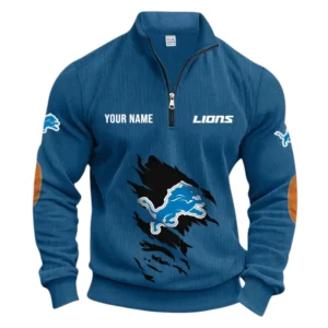 Detroit Lions Fans Gift Half Zipper Corduroy Sweatshirt, All Over Print Sweatshirt For Sport Fan NFL150090825121 - Denim Blue