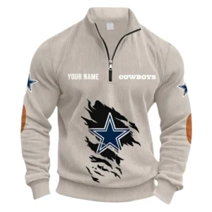 Dallas Cowboys Fans Gift Half Zipper Corduroy Sweatshirt, All Over Print Sweatshirt For Sport Fan NFL150090825122 - Apricot