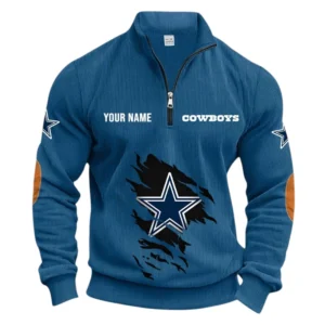 Dallas Cowboys Fans Gift Half Zipper Corduroy Sweatshirt, All Over Print Sweatshirt For Sport Fan NFL150090825122 - Denim Blue