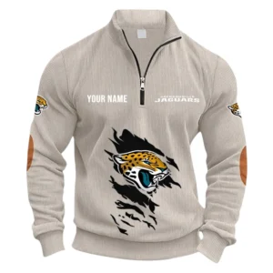 Jacksonville Jaguars Fans Gift Half Zipper Corduroy Sweatshirt, All Over Print Sweatshirt For Sport Fan NFL150090825123 - Apricot