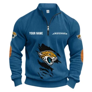 Jacksonville Jaguars Fans Gift Half Zipper Corduroy Sweatshirt, All Over Print Sweatshirt For Sport Fan NFL150090825123 - Denim Blue