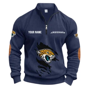 Jacksonville Jaguars Fans Gift Half Zipper Corduroy Sweatshirt, All Over Print Sweatshirt For Sport Fan NFL150090825123 - Navy Blue