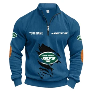 New York Jets Fans Gift Half Zipper Corduroy Sweatshirt, All Over Print Sweatshirt For Sport Fan NFL150090825124 - Denim Blue