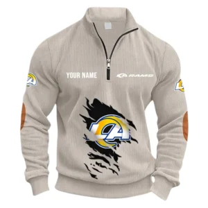 Los Angeles Rams Fans Gift Half Zipper Corduroy Sweatshirt, All Over Print Sweatshirt For Sport Fan NFL150090825125 - Apricot
