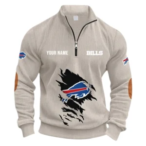 Buffalo Bills Fans Gift Half Zipper Corduroy Sweatshirt, All Over Print Sweatshirt For Sport Fan NFL150090825126 - Apricot
