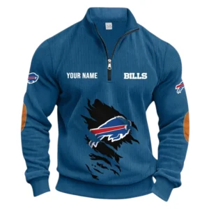 Buffalo Bills Fans Gift Half Zipper Corduroy Sweatshirt, All Over Print Sweatshirt For Sport Fan NFL150090825126 - Denim Blue