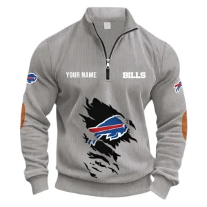 Buffalo Bills Fans Gift Half Zipper Corduroy Sweatshirt, All Over Print Sweatshirt For Sport Fan NFL150090825126 - Light Gray