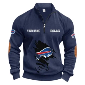 Buffalo Bills Fans Gift Half Zipper Corduroy Sweatshirt, All Over Print Sweatshirt For Sport Fan NFL150090825126 - Navy Blue