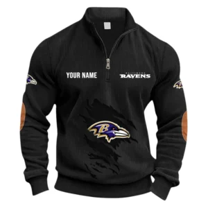 Baltimore Ravens Fans Gift Half Zipper Corduroy Sweatshirt, All Over Print Sweatshirt For Sport Fan NFL150090825127 - Black