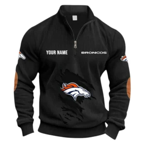 Denver Broncos Fans Gift Half Zipper Corduroy Sweatshirt, All Over Print Sweatshirt For Sport Fan NFL150090825128 - Black