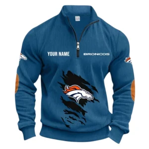 Denver Broncos Fans Gift Half Zipper Corduroy Sweatshirt, All Over Print Sweatshirt For Sport Fan NFL150090825128 - Denim Blue