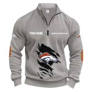 Denver Broncos Fans Gift Half Zipper Corduroy Sweatshirt, All Over Print Sweatshirt For Sport Fan NFL150090825128 - Light Gray
