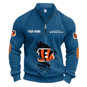 Cincinnati Bengals Fans Gift Half Zipper Corduroy Sweatshirt, All Over Print Sweatshirt For Sport Fan NFL150090825129 - Denim Blue