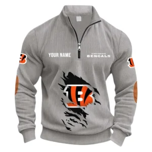 Cincinnati Bengals Fans Gift Half Zipper Corduroy Sweatshirt, All Over Print Sweatshirt For Sport Fan NFL150090825129 - Light Gray