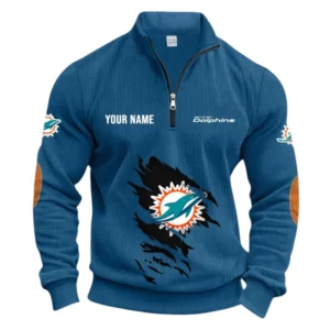 Miami Dolphins Fans Gift Half Zipper Corduroy Sweatshirt, All Over Print Sweatshirt For Sport Fan NFL150090825130 - Denim Blue