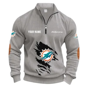 Miami Dolphins Fans Gift Half Zipper Corduroy Sweatshirt, All Over Print Sweatshirt For Sport Fan NFL150090825130 - Light Gray