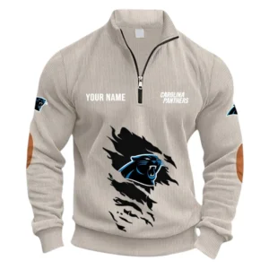 Carolina Panthers Fans Gift Half Zipper Corduroy Sweatshirt, All Over Print Sweatshirt For Sport Fan NFL150090825131 - Apricot