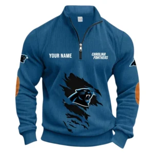 Carolina Panthers Fans Gift Half Zipper Corduroy Sweatshirt, All Over Print Sweatshirt For Sport Fan NFL150090825131 - Denim Blue