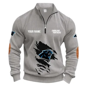 Carolina Panthers Fans Gift Half Zipper Corduroy Sweatshirt, All Over Print Sweatshirt For Sport Fan NFL150090825131 - Light Gray