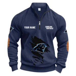 Carolina Panthers Fans Gift Half Zipper Corduroy Sweatshirt, All Over Print Sweatshirt For Sport Fan NFL150090825131 - Navy Blue
